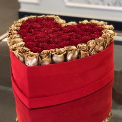 Kırmızı Kalp Kutu Gül